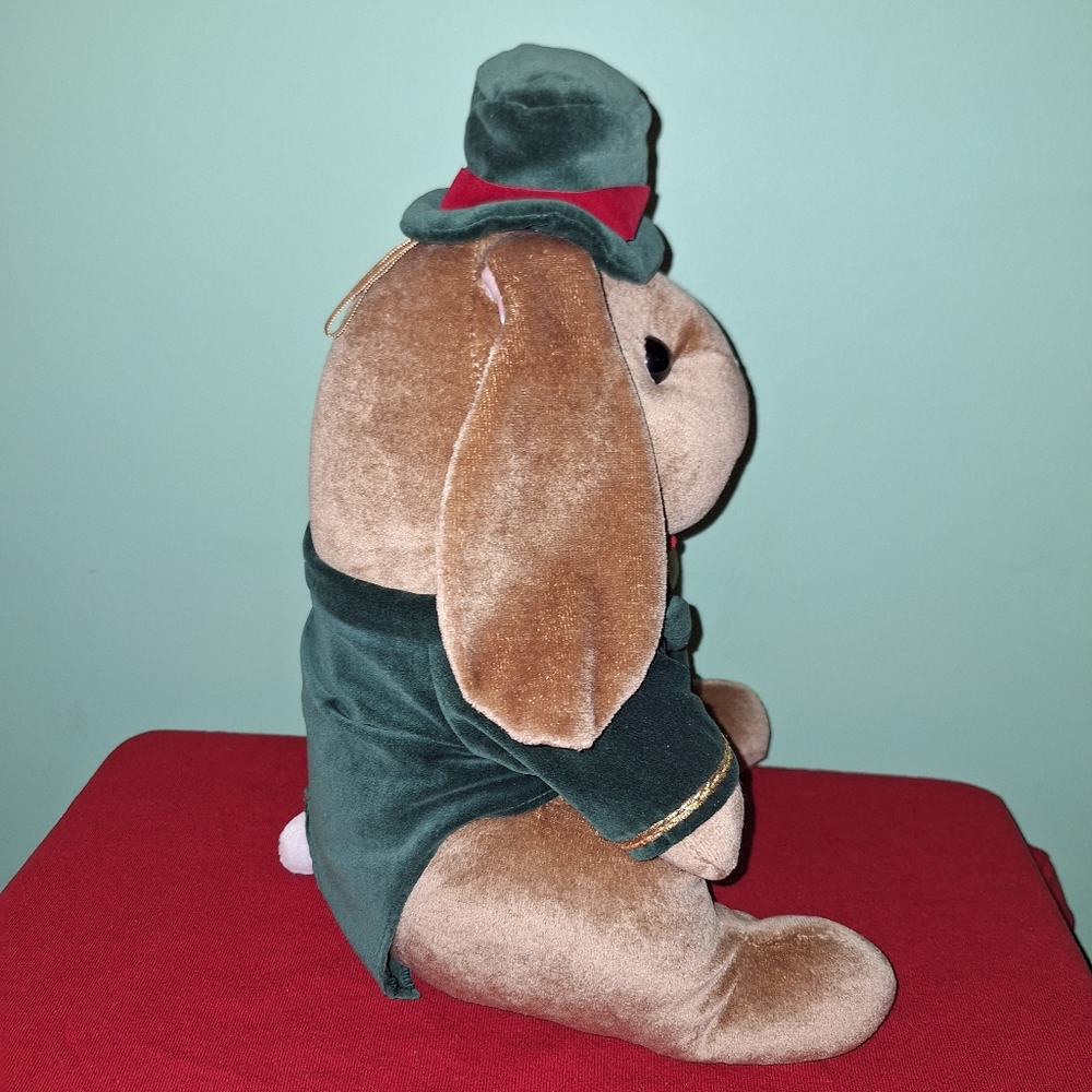 Christmas Rabbit Pair Velveteen Plush Vintage 1980's Boy & Girl 14" Toys R Us - Picture 12 of 16